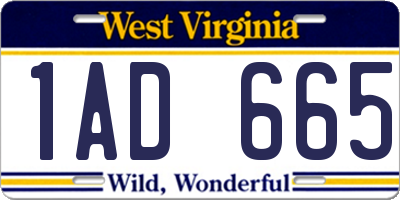 WV license plate 1AD665