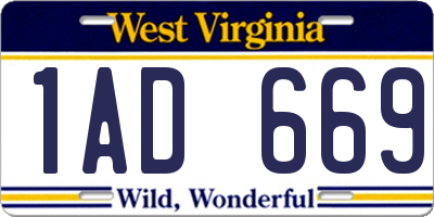 WV license plate 1AD669