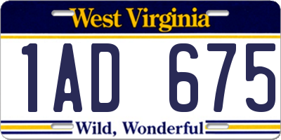 WV license plate 1AD675