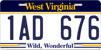 WV license plate 1AD676