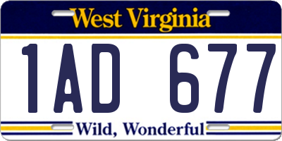 WV license plate 1AD677