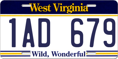 WV license plate 1AD679