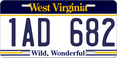 WV license plate 1AD682