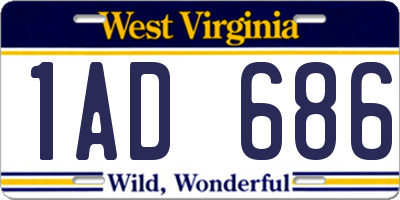 WV license plate 1AD686