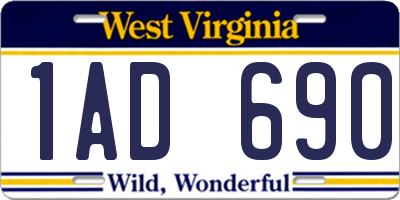 WV license plate 1AD690