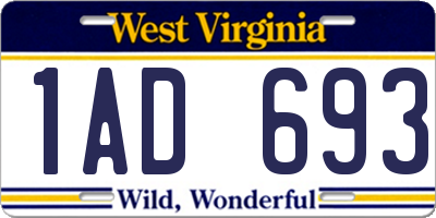 WV license plate 1AD693