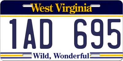 WV license plate 1AD695