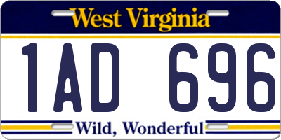 WV license plate 1AD696