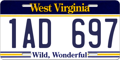 WV license plate 1AD697