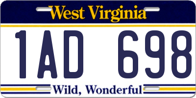 WV license plate 1AD698