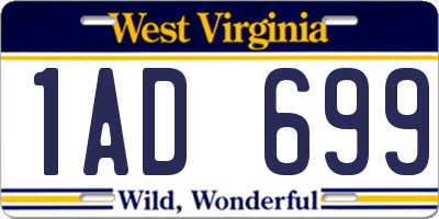 WV license plate 1AD699