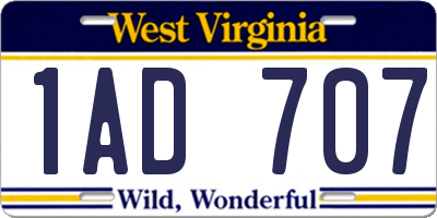 WV license plate 1AD707