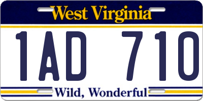 WV license plate 1AD710