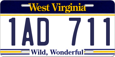 WV license plate 1AD711