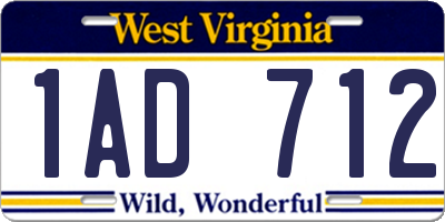 WV license plate 1AD712