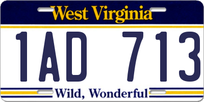 WV license plate 1AD713