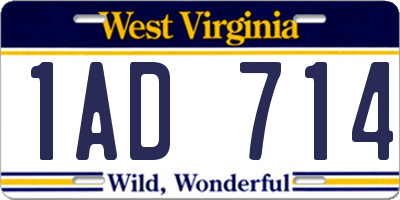 WV license plate 1AD714