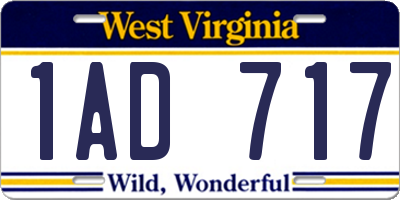 WV license plate 1AD717