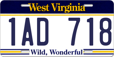 WV license plate 1AD718