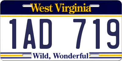 WV license plate 1AD719