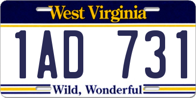 WV license plate 1AD731