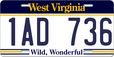 WV license plate 1AD736