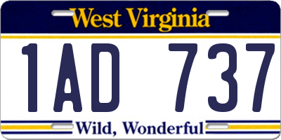WV license plate 1AD737
