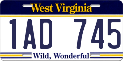 WV license plate 1AD745