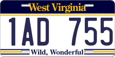 WV license plate 1AD755