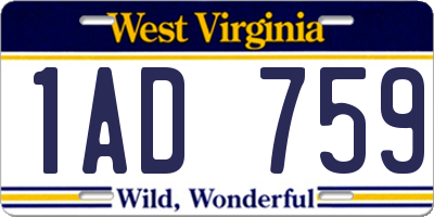 WV license plate 1AD759