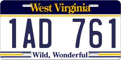 WV license plate 1AD761