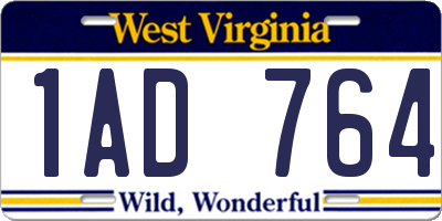 WV license plate 1AD764