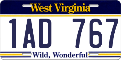 WV license plate 1AD767
