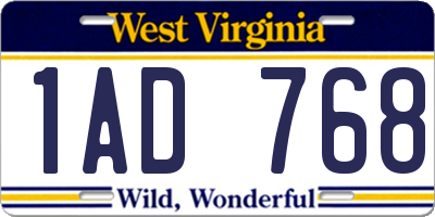 WV license plate 1AD768