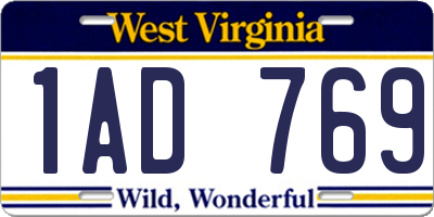 WV license plate 1AD769