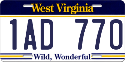 WV license plate 1AD770