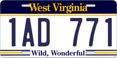 WV license plate 1AD771