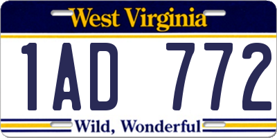 WV license plate 1AD772