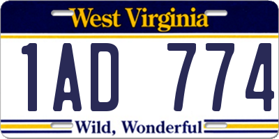 WV license plate 1AD774