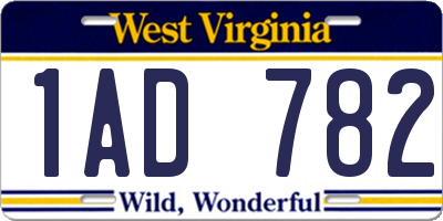 WV license plate 1AD782