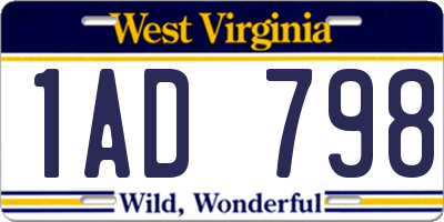 WV license plate 1AD798