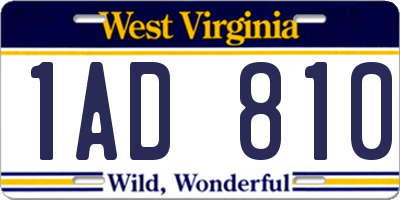 WV license plate 1AD810