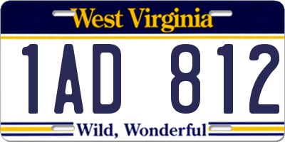 WV license plate 1AD812