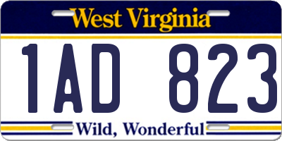 WV license plate 1AD823