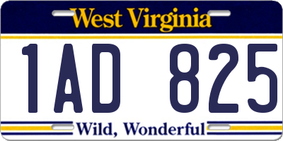 WV license plate 1AD825