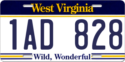 WV license plate 1AD828