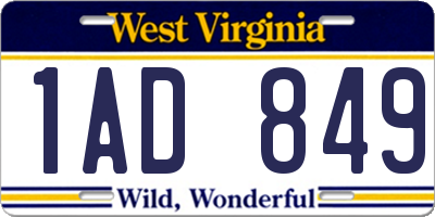 WV license plate 1AD849