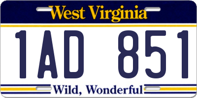 WV license plate 1AD851