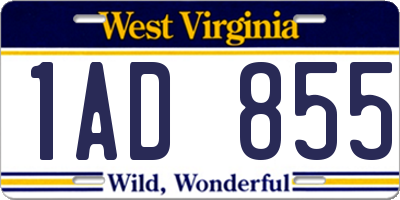 WV license plate 1AD855