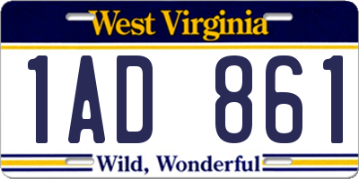 WV license plate 1AD861